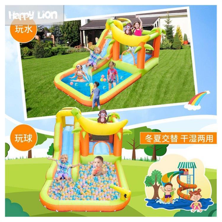 Trampolín inflable para niños dibujos animados castillo inflable piscina tobogán inflable juguete interior y exterior rebote castillo travieso