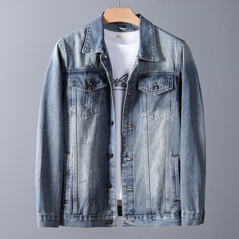 2025 primavera y otoño nueva chaqueta vaquera de marca de moda para hombres suelta de gran tamaño más fácil para combinar chaqueta vaquera de alta calidad para hombres