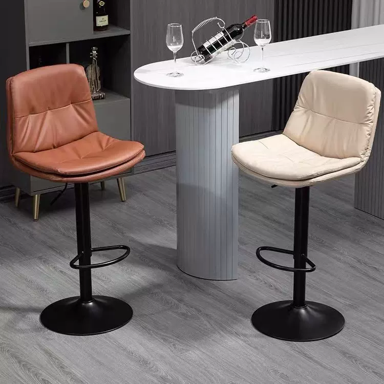 北欧吧台椅家用靠背高脚凳升降旋转前提收银台酒吧椅简约岛台吧凳