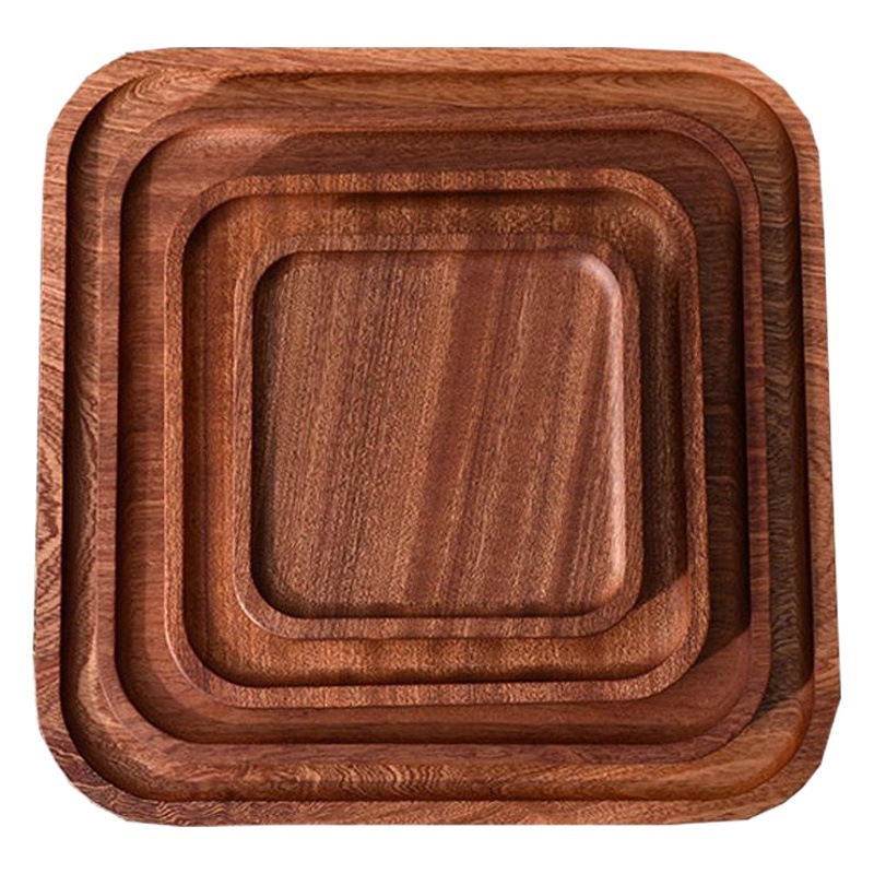 Placa de madera plato occidental bandeja de ébano bandeja de té sólido creativo madera nórdica fruta seca postre bandeja de almacenamiento