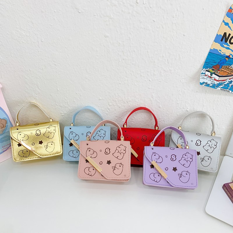 Bolso de hombro para niños y niñas de estilo coreano, bolso de bebé con estampado de estilo occidental lindo de dibujos animados, nuevo mini bolso de cadena para niños