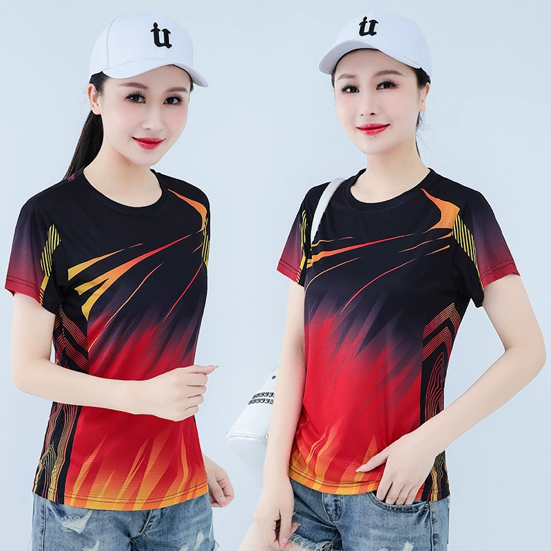 Точечная трансграничная быстросохнущая одежда для фитнеса, тренировочная одежда, быстросохнущая футболка, женская летняя повседневная футболка с короткими рукавами, впитывающая пот, дышащая спортивная одежда