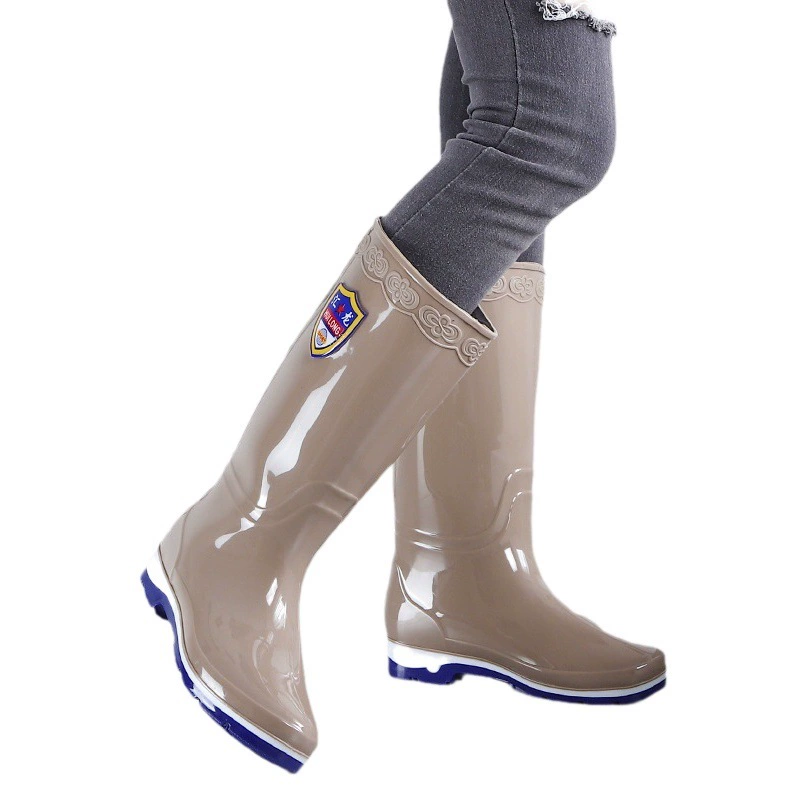 Новая высокая водная обувь для защиты труда на кухне водонепроницаемая нескользкая обувь дождевая обувь для женщин бархат теплые длинные дождевые сапоги для фабрики оптом