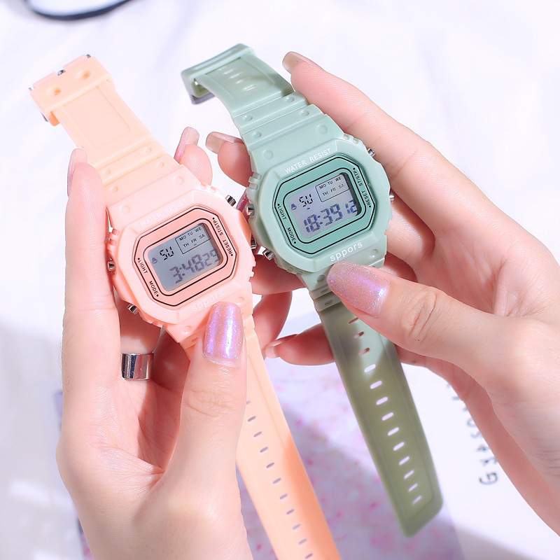 Factory Direct Sales [Ready in Stock] Small Square Watch Luminous Male and Female Student Sports Simple Alarm Clock Waterproof Digital Watch