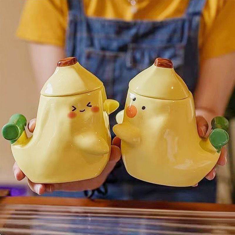 抱抱情侣陶瓷杯子套装个性创意贴贴不分马克杯礼盒生日礼物水杯