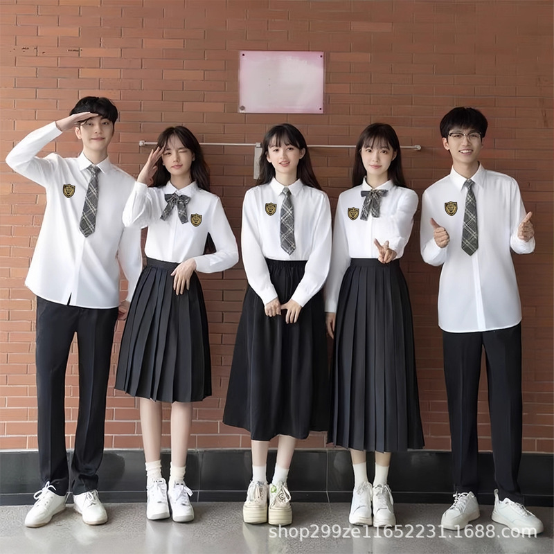 College Style Junior and High School College Students White Shirt Class Uniform Chorus Poetry Recitation Performance Dress Jk Uniform Shirt