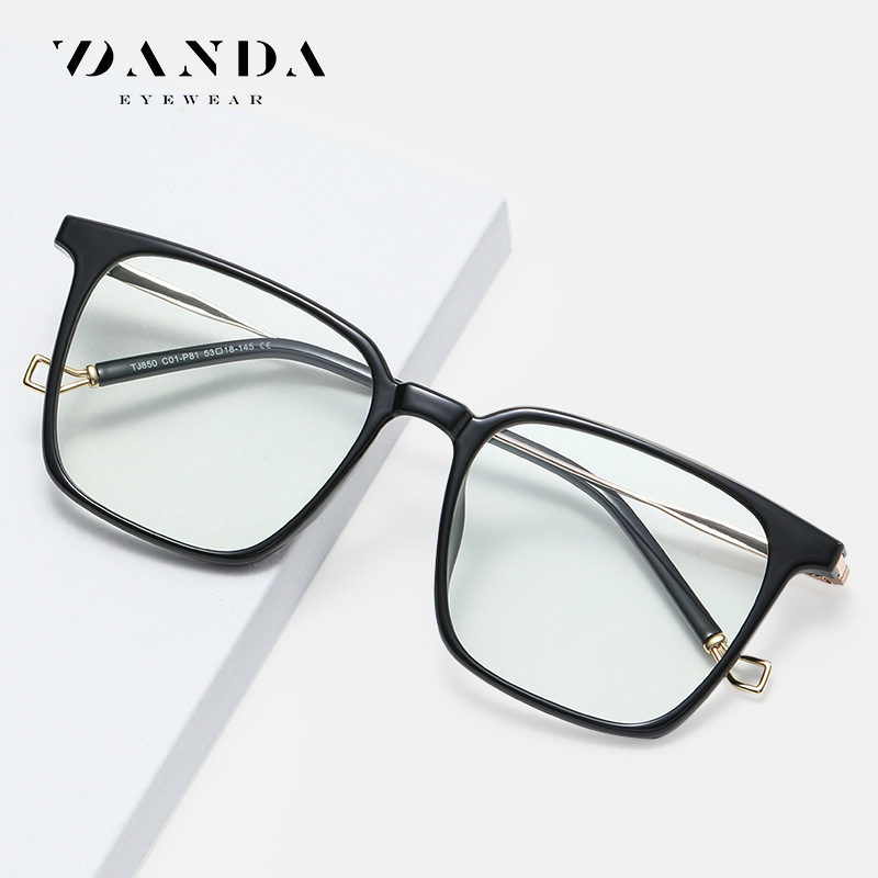 Nuevo artístico cuadrado liso gafas hombres y mujeres mismo TR90 miopía gafas marco TJ850 moda Anti-azul gafas de luz