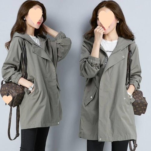 Windbreaker medium and long spring 2025 new Korean style fat loose fat sister large size women's dress 200kg fashionable jacket