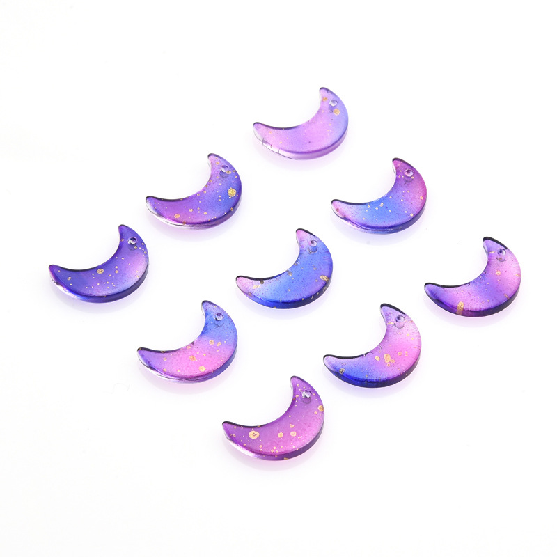 50 Pcs/package Simple Style Moon Glass Stoving Varnish Jewelry Accessories display picture 11