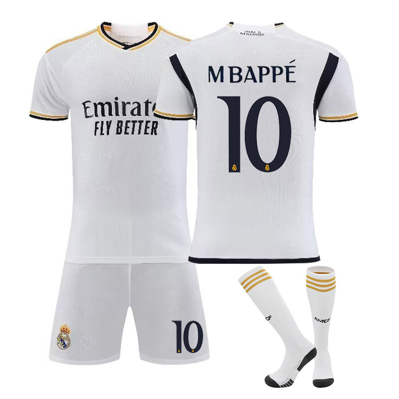 Cross-border 2324 Real Madrid Home Jersey Away 10 Mbappe Football Uniform Adult Children's Sports Ronaldo Uniform