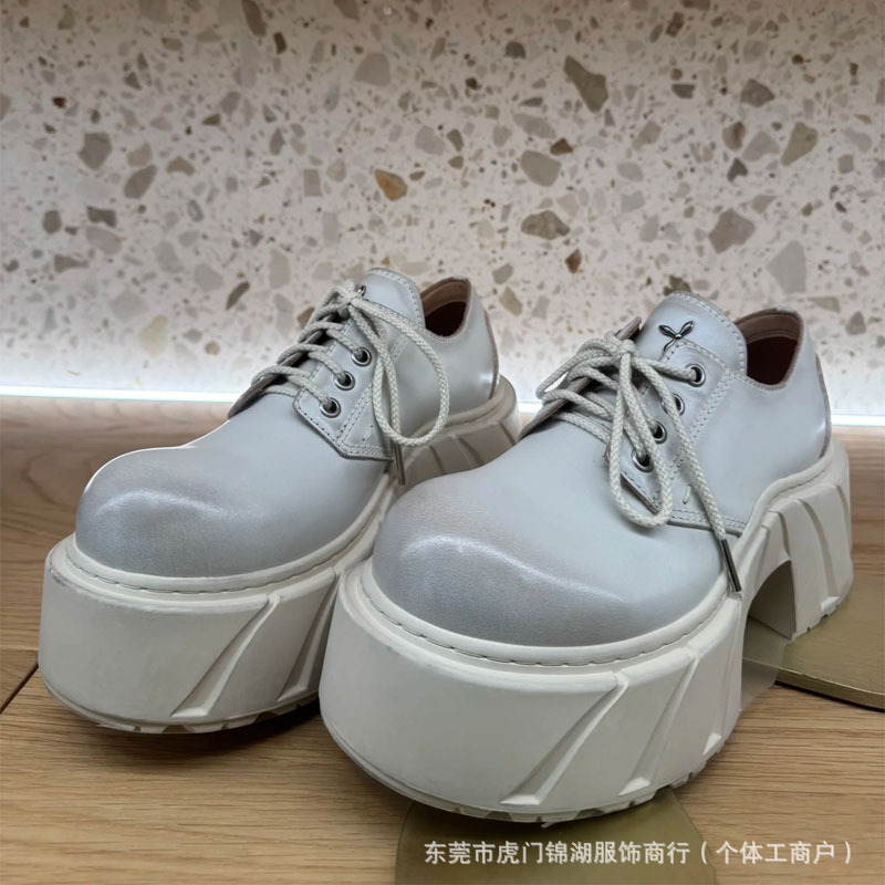 SMFK ファントム手磨きレザーハイヒールダービーシューズレトロ高めプラットフォームシューズロートップ多用途カジュアルレディースシューズ|undefined