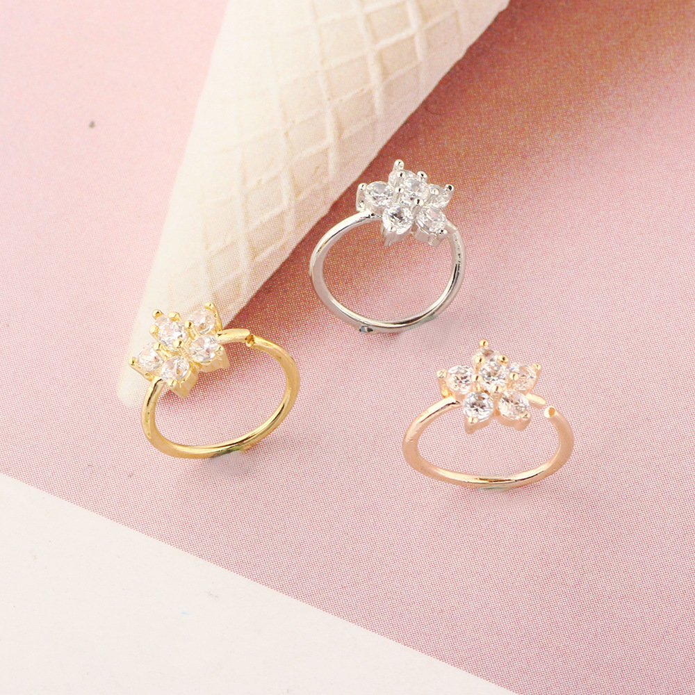 Fashion Flower Copper Inlay Artificial Gemstones Nose Ring 1 Piece