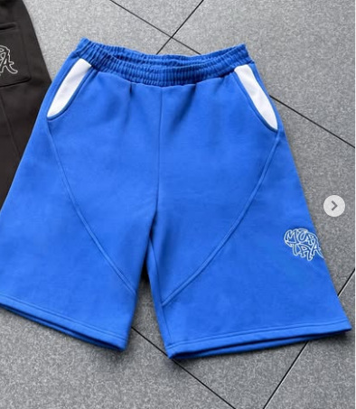 2025新型アメリカ街頭ヒップホップ刺繍五分衛ズボン男性潮牌ゆるい運動ニットパンツ|undefined