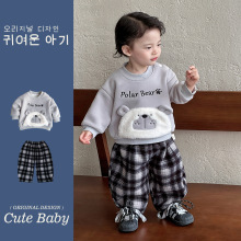 儿童新款秋冬洋气套装休闲1-3岁男童卡通长袖男宝宝卫衣裤两件套2