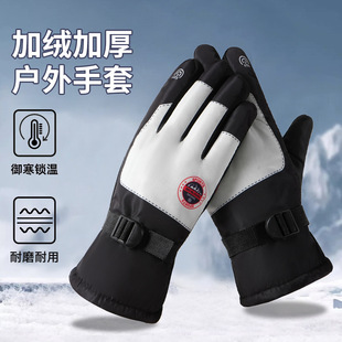 Ski Gloves Couple Style Velvet Thickeneded Warm Winter Waterproof and Cold-Proof Cycling Outdoor Sports Cotton Gloves in Stock
