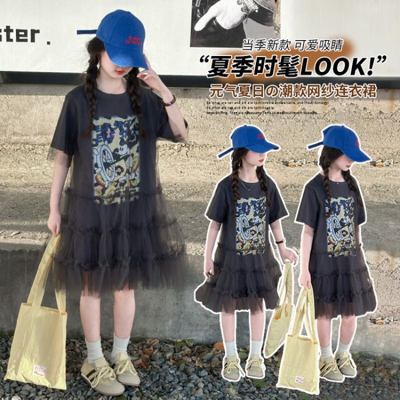 Children's Clothing Girls Large Quantity in Stock Girls Summer 2025 New Children's Little Girls Short-Sleeved Skirts