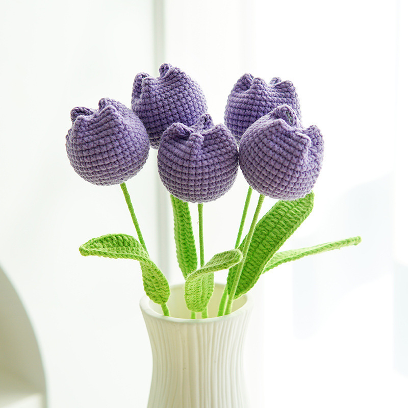 クロスボーダーの手編みの完成品の小さい花束は花の毛糸のメリヤスの花束を模倣します。|undefined