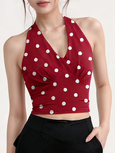 V-neck plaid halter neck yoga vest slim short hot girl outer wear running fitness high-intensity sports bra for women