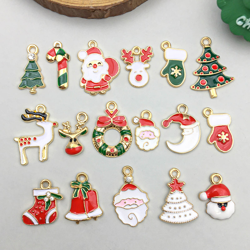 20個のクリスマスシリーズのアニメサンタクロースの油を混ぜた合金ペンダントdiyアクセサリー|undefined