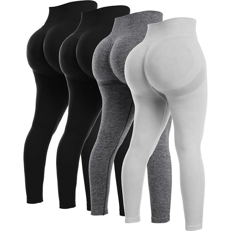 4 Piece Butt Lifting Workout Leggings for Women Seams Gym|undefined