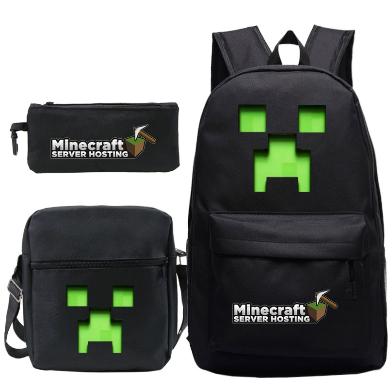 Рюкзак с принтом Minecraft для детей, школьный рюкзак для учащихся, комплект из трех предметов