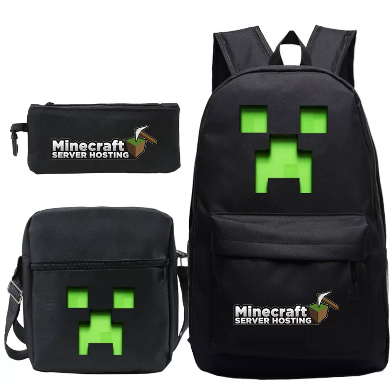 Рюкзак с принтом Minecraft для детей, школьный рюкзак для учащихся, комплект из трех предметов