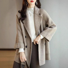 大码女装秋冬季爆款胖妹妹加厚夹棉毛呢外套高级感中长款呢子大衣