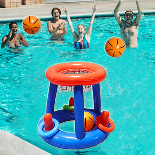 Children Adult Pool Games Toys Set Pvc Inflatable Floating Basketball Hoop Ring Throwing Party Games