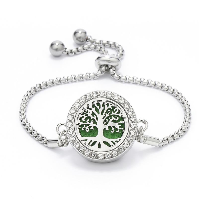 European and American Hot Aromatherapy Essential Oil Hollow Stainless Steel Magnet Bracelet Tree of Life Perfume Diffuser Anti-mosquito Bracelet