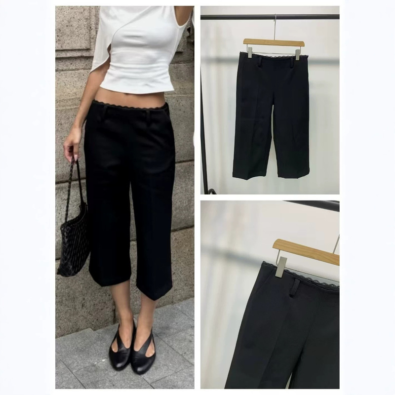In-Stock 2026 New Lace Waistband Straight-Leg Suit Pants Cropped Casual Pants In-Stock 2026 New Lace Waistband Straight-Leg Suit Pants Cropped Casual Pants
