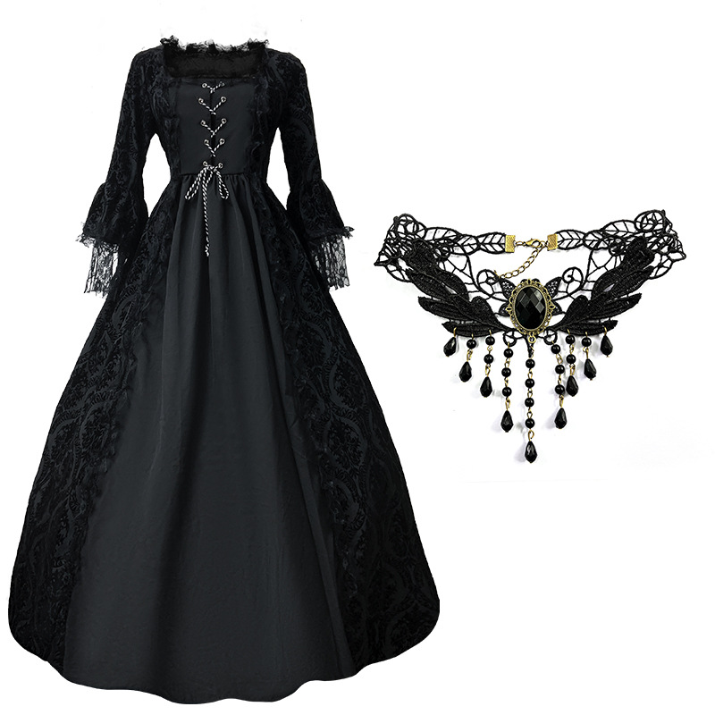 S-5xl más tamaño vestido de corte de alta gama encaje costura gran swing vestido retro medieval renacimiento vestido