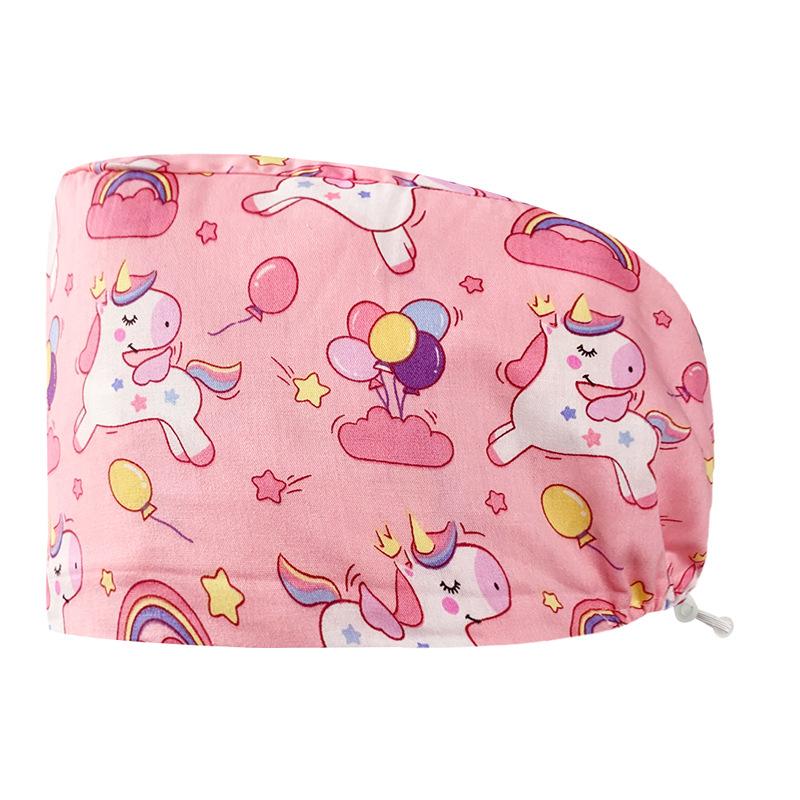 Algodón puro impreso casquillo de la enfermera tapa médica hogar tapa de la cocina aceite de catering a prueba de humo anti-pelo sombrero de trabajo de la enfermera