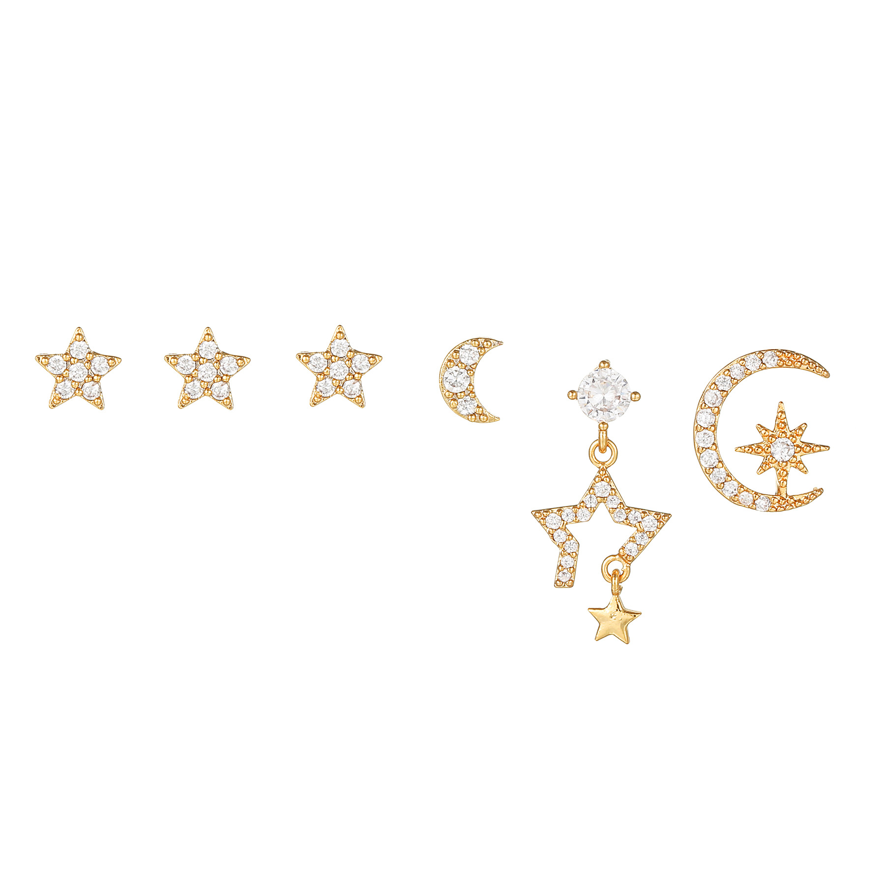 Fashion Star Brass Ear Studs Gem Copper Earrings