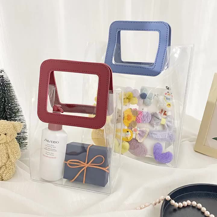 塑料透明礼物PVC手提袋结婚生日情人节手提伴手礼礼品袋批发ins风