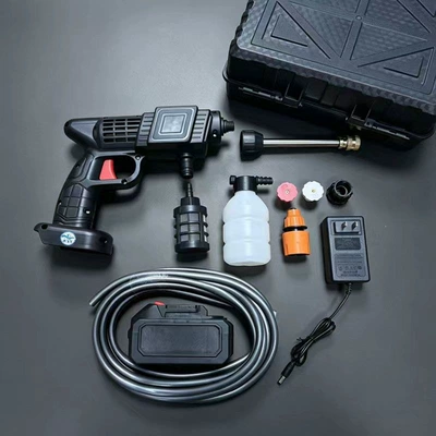 Household Rechargeable Portable High-Pressure – Car washing machine - 21v-water-gun-bare-machine-accessories-10-batteries-with-charger-toolbox