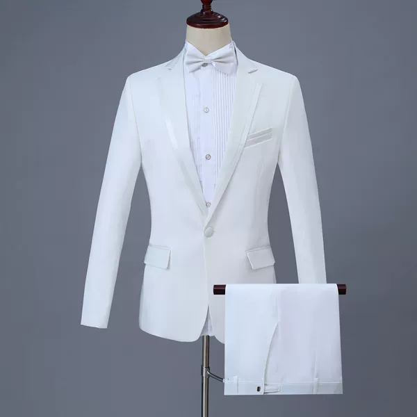 White jacket, trousers, bow tie