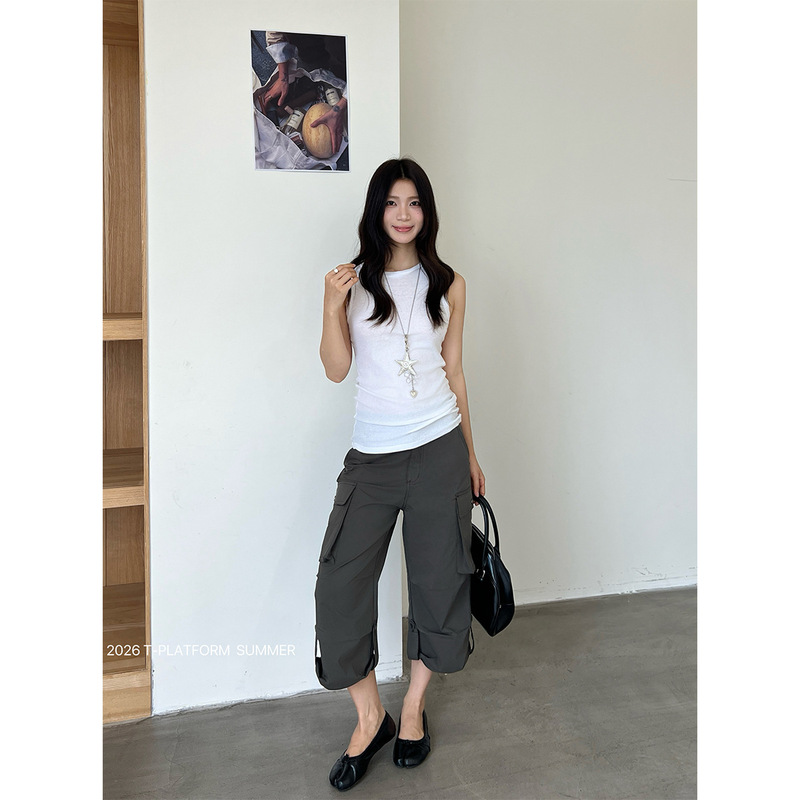 T-Platform Side-Button Summer Loose Multi-Pocket Work Casual Pants 16569 [Special Offer, No Returns or Exchanges]