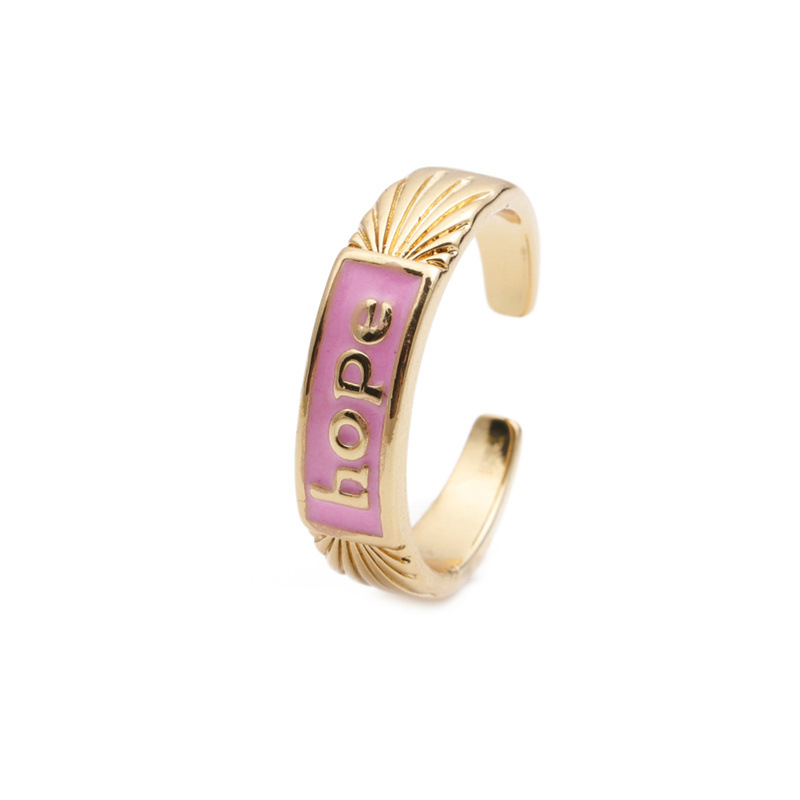 Nihaojewelry Fashion English Letters Copper Opening Adjustable Ring Wholesale Jewelry display picture 8