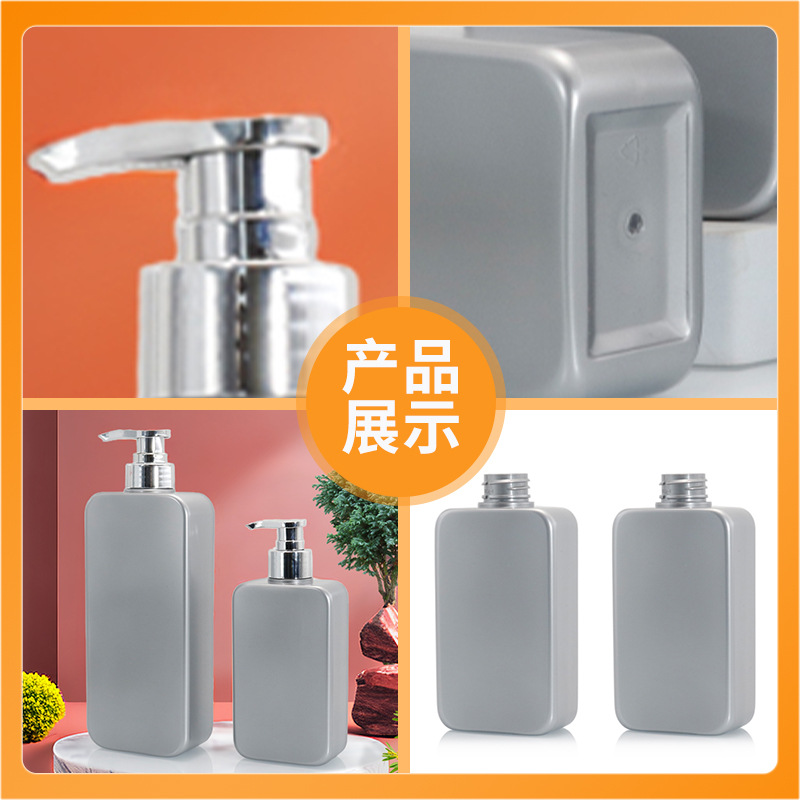 Botella de champú personalizada al por mayor de 300 ml, botella plana de plástico PET, botella de gel de ducha, botella de acondicionador, botella de loción corporal, botella de desinfectante de manos