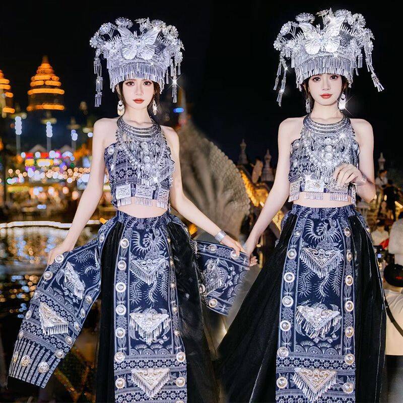 新款异域风情西双版纳苗疆少女民族凤凰古城网红旅拍写真摄影服装|undefined