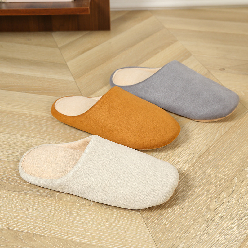 2026 New Style Side-Seam Faux Suede Silent Soft-Soled Slippers for Couples, Men and Women, Comfortable, Lightweight, Fashionable Indoor Wear
