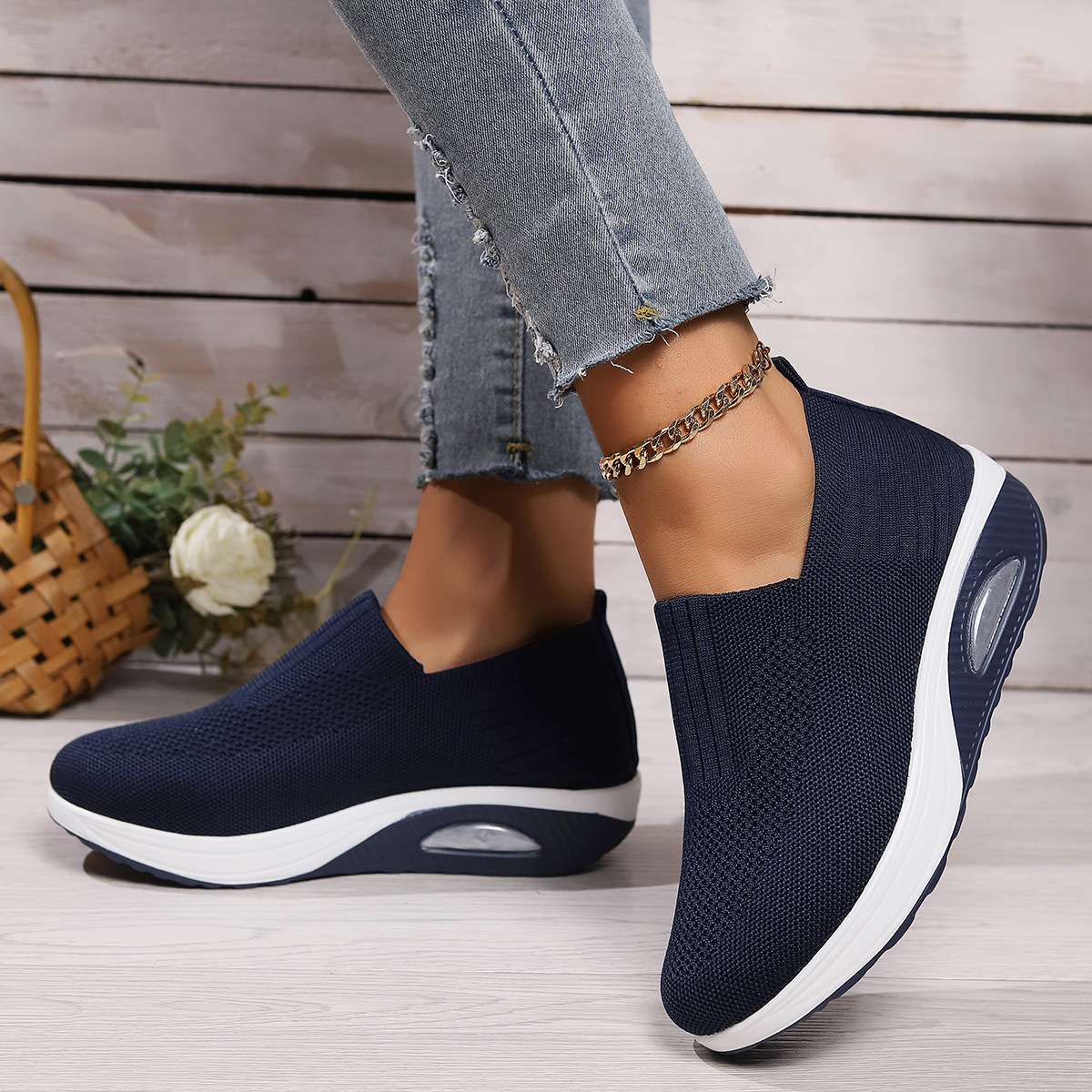 Andningsbara casual damskor i plusstorlek med tjock sula sport_voghion.com