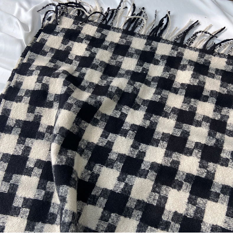 Kariert Schal Mit Fransen Für Damen Für Herbst Und Winter_voghion.com