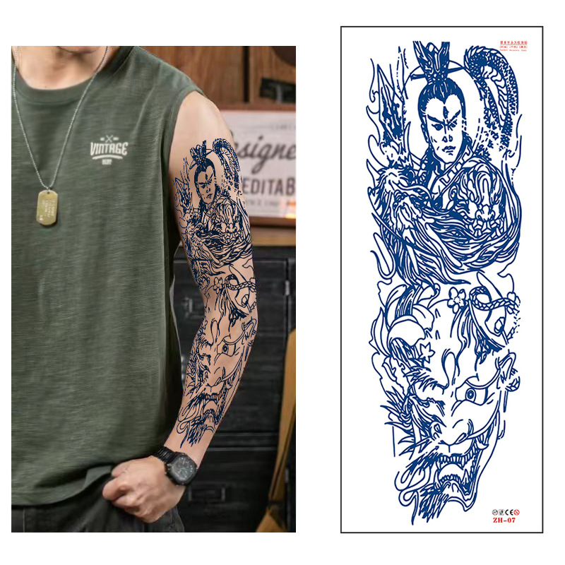 Calcomanías de tatuaje semipermanentes de brazo completo para hombres y mujeres brazo imagen grande jugo de planta no puede lavar las pegatinas de tótem de tatuaje