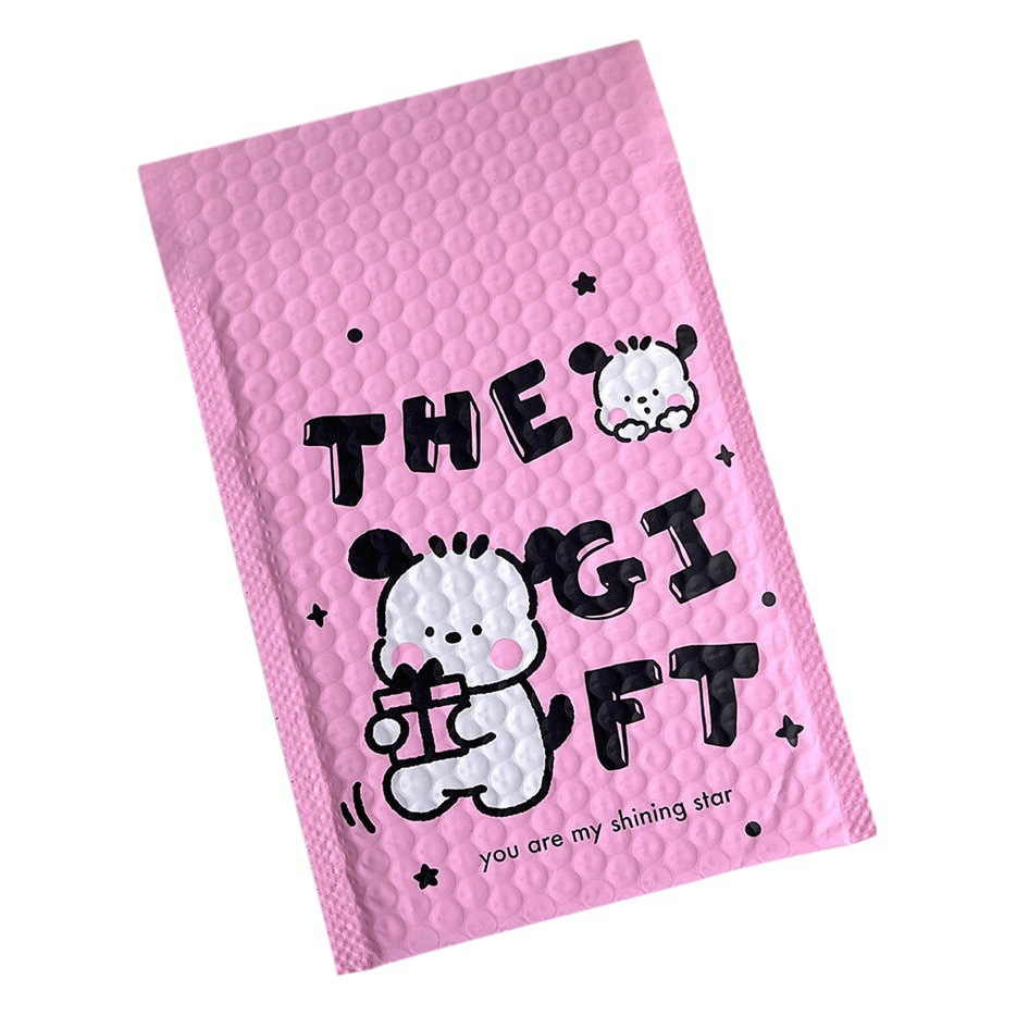 Lindo cachorro de dibujos animados bolsa de burbuja embalaje expreso bolsa de espuma de color a prueba de golpes película burbuja sobre bolsa protectora