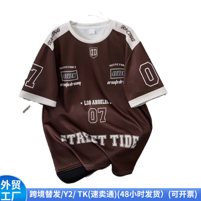Amazon Y2 Cross-Border Lv Summer 3D Digital Printed Short-Sleeved T-Shirt Men's Trendy Racing Series Top