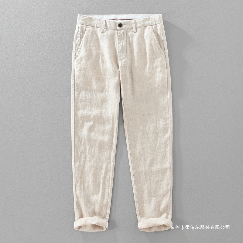 8175 Spring and Autum Business Pants Men's New Linen Casual Pants Fashionable Hemp Straight Pants for Men