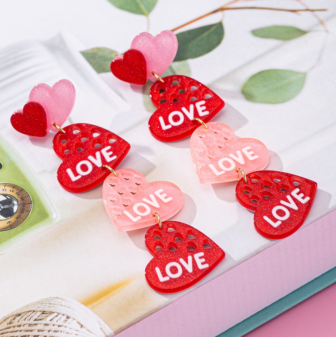 Drop Earrings Classification 1 Pair Sweet Letter Heart Shape Arylic Drop Earrings