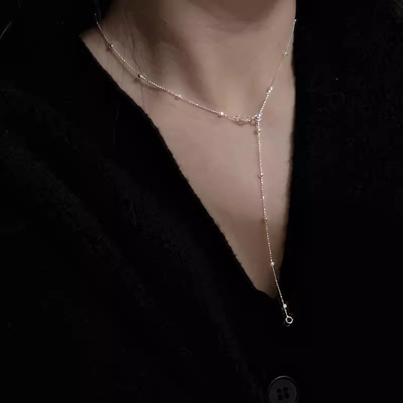 925 Sterling Silver Polishing Geometric Necklace display picture 2
