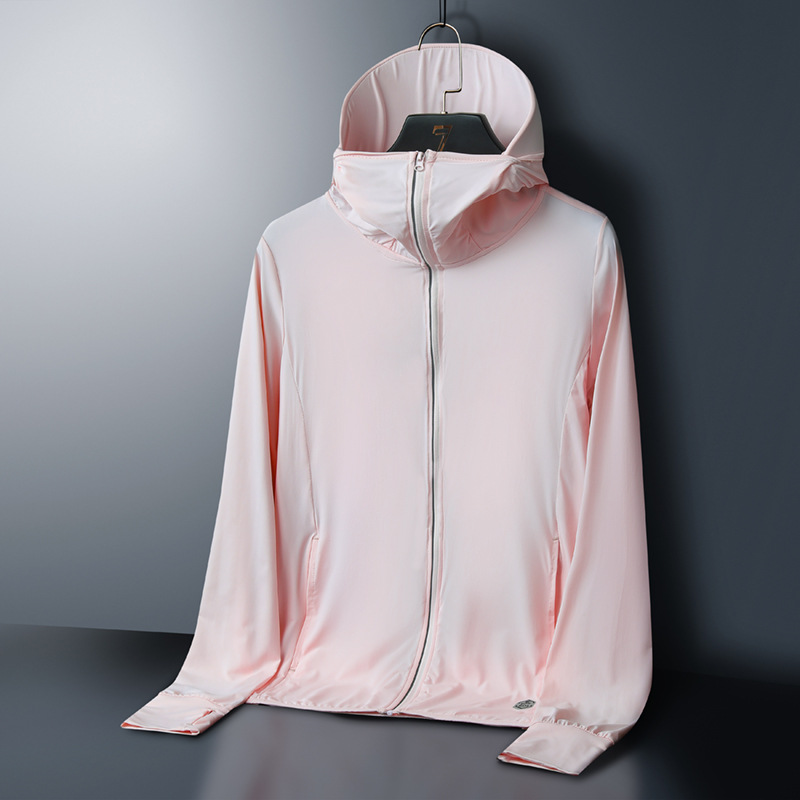 Pareja de seda de hielo fresco de alta potencia abrigo de hombres y mujeres de verano al aire libre transpirable de ala desmontable abrigo de piel al por mayor